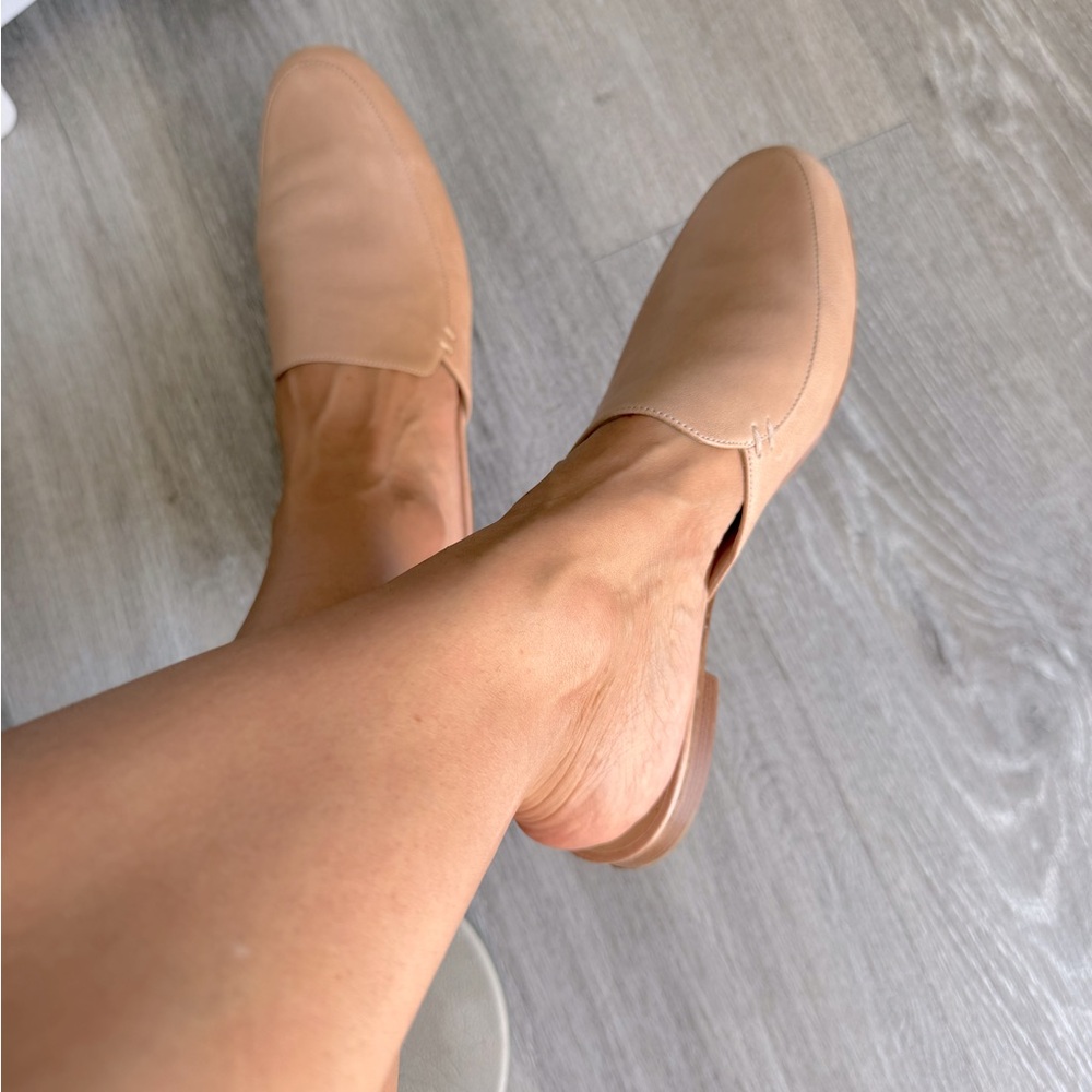 Genuine, leather slides flats cream, beige, nude made in Italy size 39